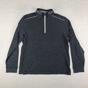 BUGATCHI Sweater Mens‎ Medium Black Gray Striped Quarter Zip Sweatshirt GC